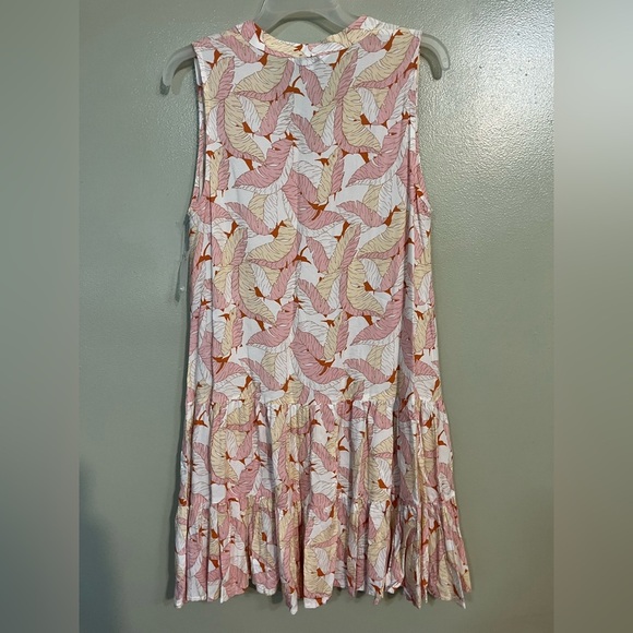 Nine West Flowy Pink and Cream Sleeveless Dress Front Buttons Tiered M New - Picture 7 of 9